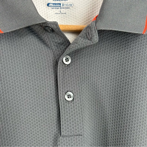 Mizuno Dry Lite Performance Polo Short Sleeve Shirt Collared Grey Orange Men’s L - Picture 10 of 16